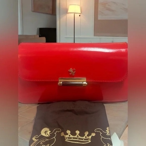 Pratesi Firenze Red Patent Leather Satchel Bag Purse Made In Italy New - Picture 5 of 9
